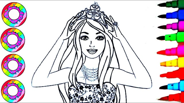 儿童简笔画:戴王冠的美丽公主画画