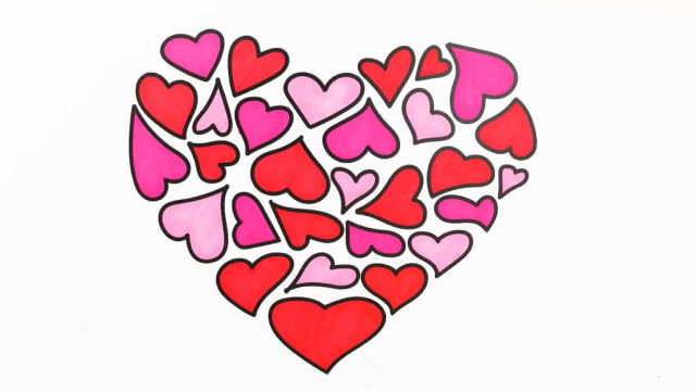 漂亮的爱心简笔画填色教程