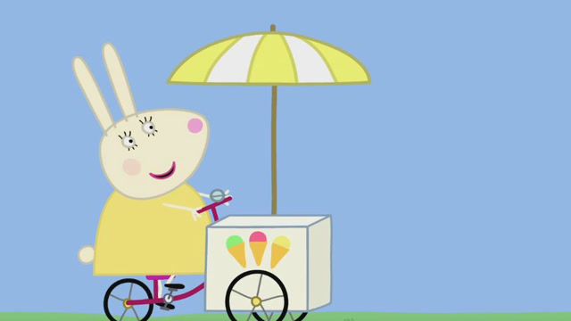 佩奇他们听到了冰淇淋车的声音,原来是兔小姐来卖冰淇淋了