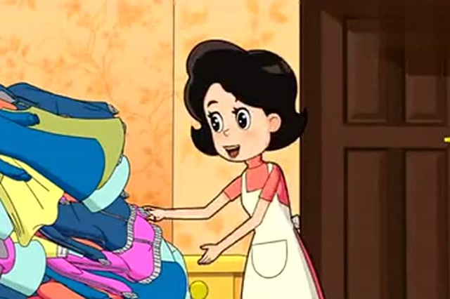 大头儿子:如山的衣服也抵挡不住围裙妈妈成了老奶奶