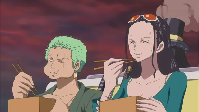 罗宾给路飞喂吃的,女帝看到这一幕应该会和罗宾打起来