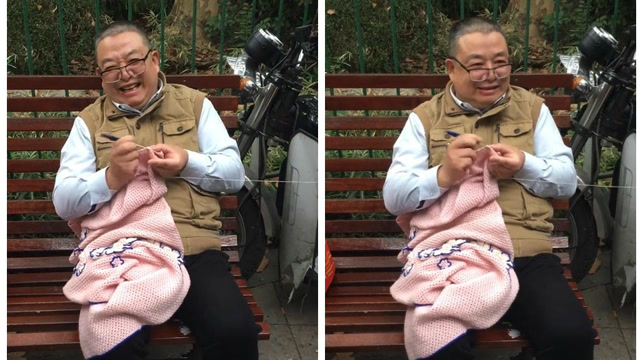 这年头男人都学会织毛衣了,作为女人看了都自愧不如啊