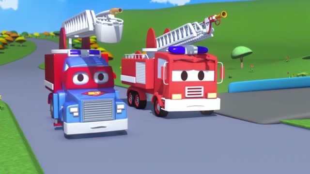 汽车城消防车弗兰克遇到了火灾超级卡车变消防车帮弗兰克灭火