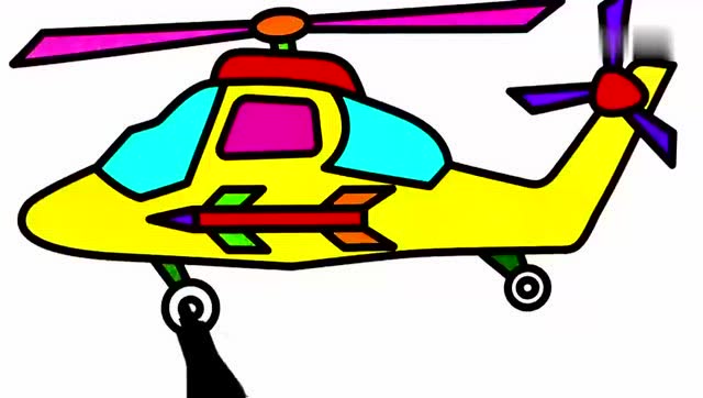 亲子涂色简笔画:可爱的直升机