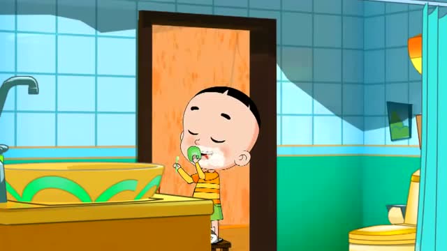 大头儿子刷牙没擦干净嘴,还找理由怪牙膏泡沫多