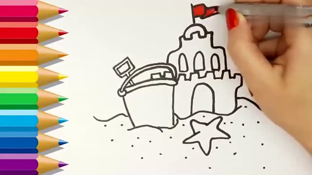 沙滩城堡简笔画图片