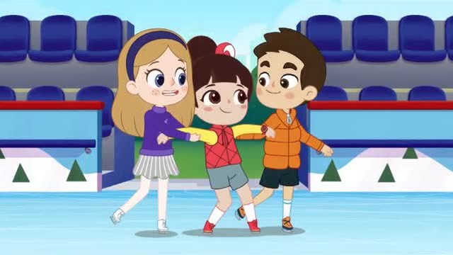 洛宝贝:洛宝贝经过天明和菲儿的指导,终于学会滑冰了,太棒了!