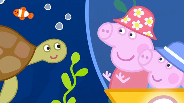 小猪佩奇和小猪乔治一起坐潜水艇参观海底