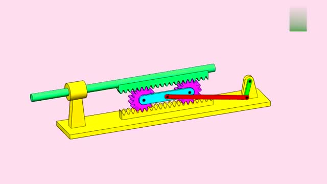 双齿轮齿杆机构,看看它的装配动画