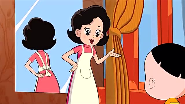 围裙妈妈的吸尘器坏了,大头儿子帮妈妈维修