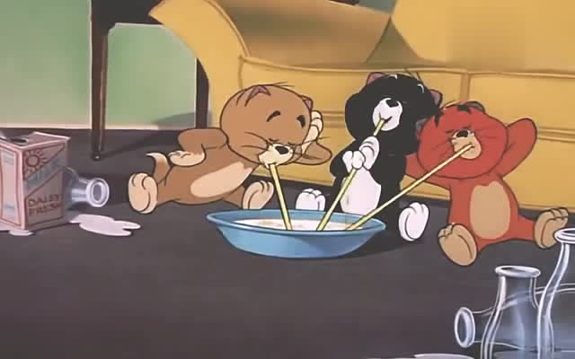 汤姆和杰瑞合作,一起恶搞三只小猫