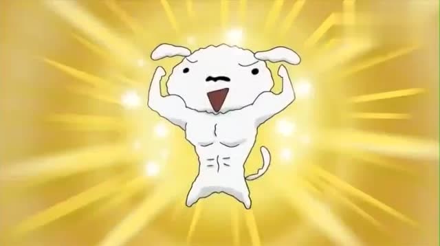 蜡笔小新:励志!小白瘦身成功变成肌肉狗了哦!小白很努力呢!