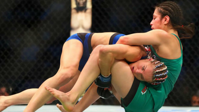 ufc女子搏击,十字固和断头台都没有用好,以后可别上台丢人了吧!