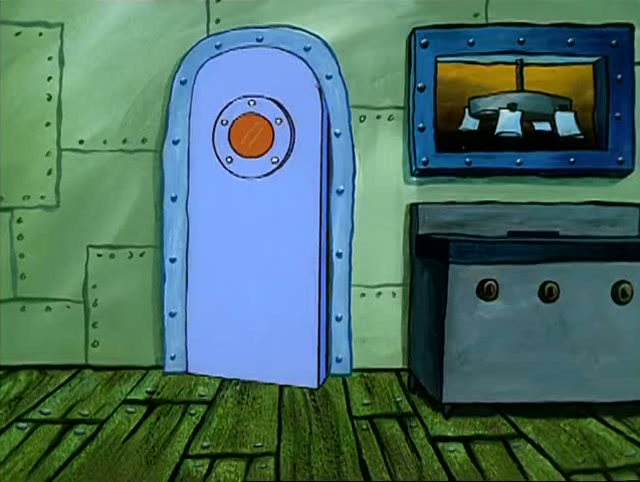 海绵宝宝正在厨房洗碗,他发现了很恐怖的事情,想要离开!