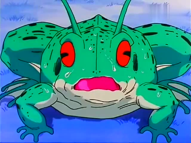 基纽变成青蛙还是死心不改, 偷龙珠被悟饭发现, 杯具了