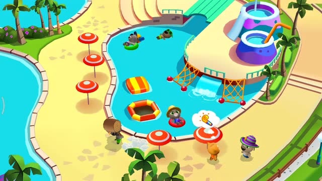 汤姆猫水上乐园:我们用两个金钥匙来给乐园放一个蹦床吧