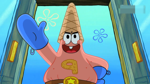 派大星变身超人后光临蟹堡王,这是个"吃货超人"吧