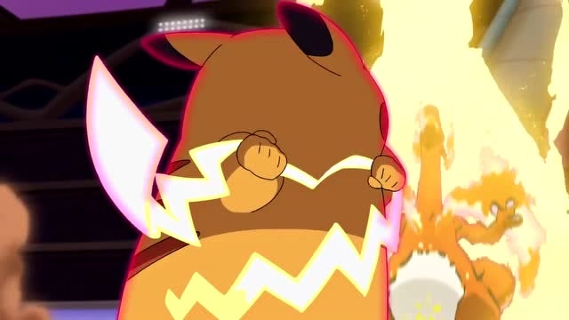 皮卡丘超极巨化变回肥丘,抄起尾巴就是干