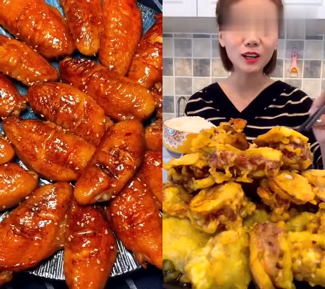 美女直播做美食,奥尔良烤翅完美出锅,又香做法又简单