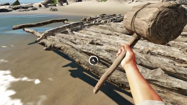 荒岛求生第七期:菜十三游戏解说 木筏制作完毕了就差个船舵了