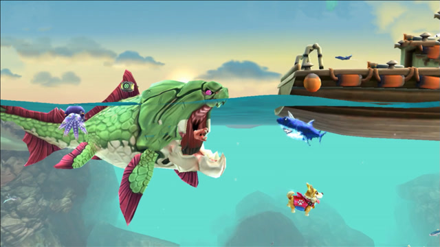 丫丫姐姐说游戏:大妈鲨鱼邓氏鲨被水母包围,大白鲨竟想趁机吃掉它