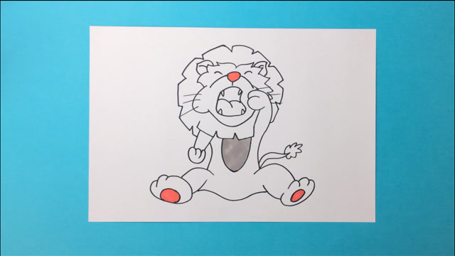 博卡简笔画:小狮子好可爱,还在那打哈欠,小朋友来画画吧