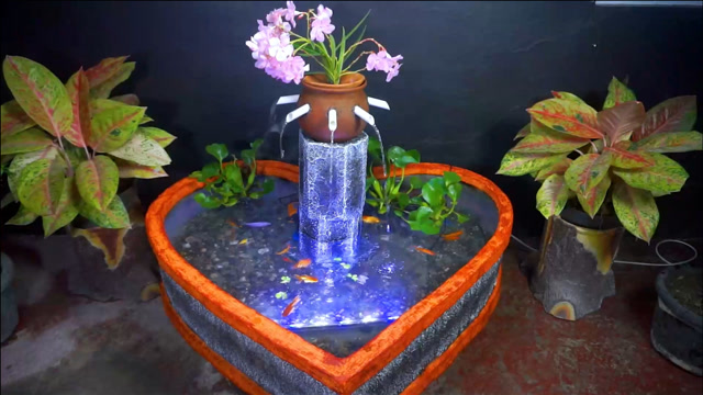 高手自制喷泉特色水池花费好几天才做好成品邻居和朋友都羡慕