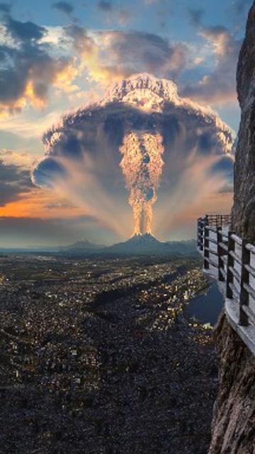 智利卡尔布科火山在沉寂40年后再次爆发火山云形似一条愤怒的眼镜蛇