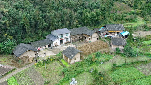 大山里的田园生活!一起来数一数有几户人家.