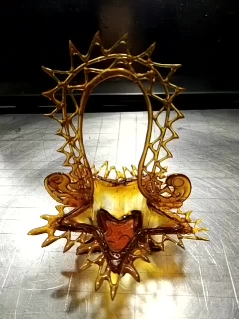 糖画老艺人,五角星花篮,有想法的创意!