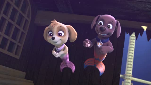 汪汪队立大功:拯救小人鱼狗狗成功了 天天抱着他出来的哦