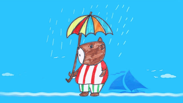 小爱的手作日记 简笔画打伞的小熊