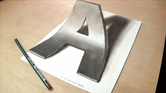 3d绘画素描艺术,字母a,系列二
