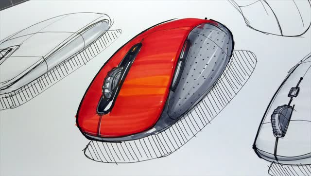 【功夫手绘】产品快速表现教程——鼠标线稿与马克笔上色