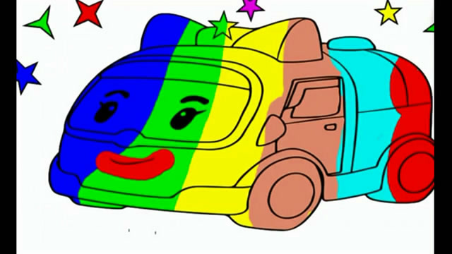 儿童简笔画:彩虹小车,涂颜色开发智力