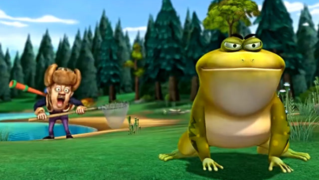 狗熊要抓鱼,光头强却要抓青蛙,结果划线为界互不干扰,太搞笑了