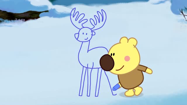 跟着小小画家熊小米画圣诞老人的驯鹿