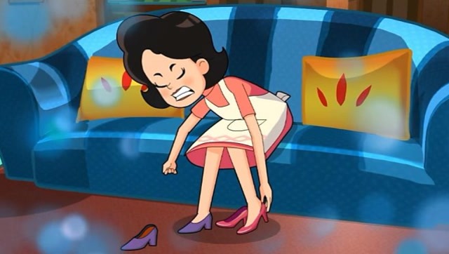 新大头儿子:喜欢网购的围裙妈妈在网上买了双漂亮的鞋子有点小