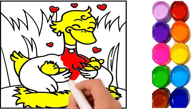 儿童简笔画:鸭子妈妈带宝宝