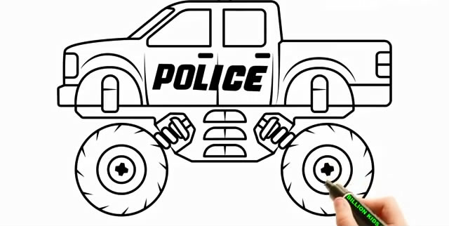 儿童涂色画:漂亮皮卡车