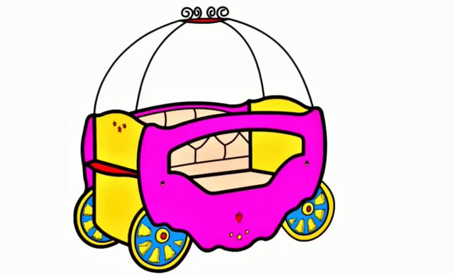 趣味简笔画画漂亮小公主马车