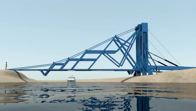 移动桥的创意机械结构,真是个巧妙的设计!