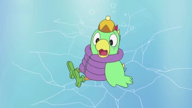 可爱巧虎岛:桃乐比在湖面上滑板,一不小心冰开裂了,好危险