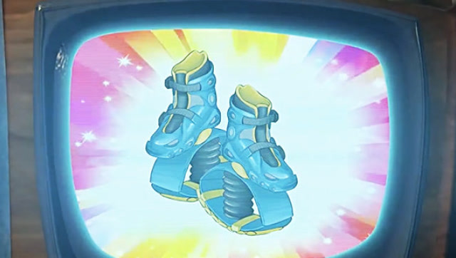 光头强为了能让自己变高大点,特意买一双增高蹦蹦鞋