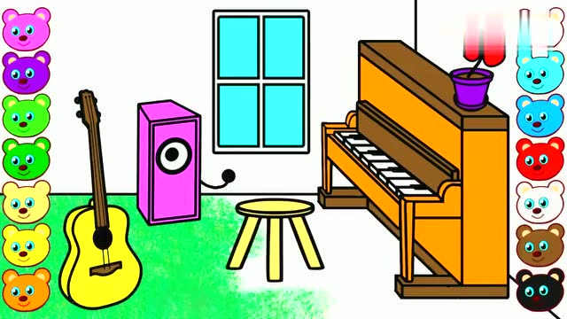 儿童早教程绘画视频教程,教孩子们绘制一个音乐室