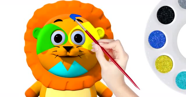 给小狮子的脸上化妆,学习认识英语