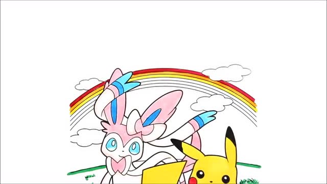 儿童彩绘 画奔跑的皮卡丘及涂色
