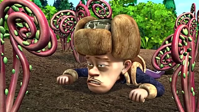 光头强挣开眼睛,发现一大片蕨菜,终于不用天天吃泡面了