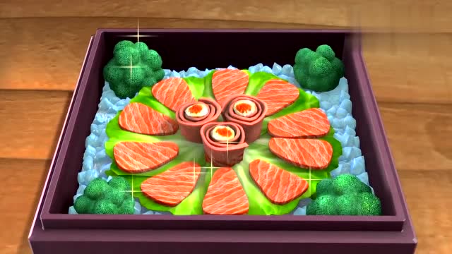 熊出没:李老板送给光头强用来抵工资的生鱼片,被肥波抢着吃了