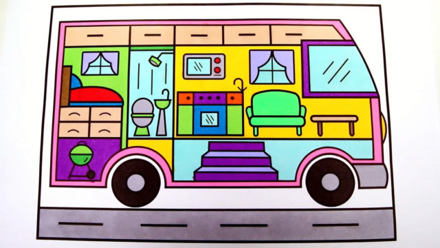 功能齐全的房车简笔画儿歌